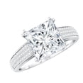 thumbnail image 1 of Rosec Jewels Princess Cut Moissanite Engagement Ring - 8 mm - 3 Carat - D-VS1 Quality, 925 Sterling Silver, US 4.00, 1 of 7