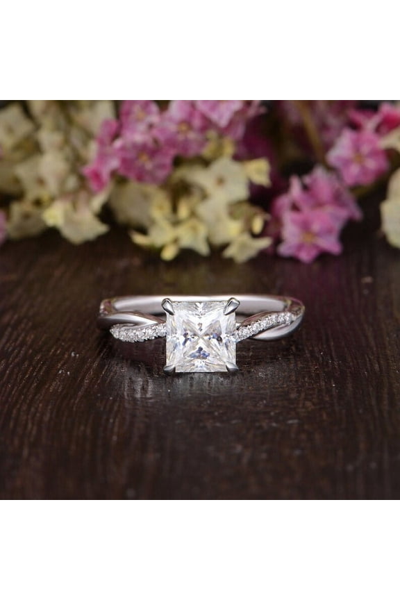 Princess Cut Moissanite Engagement Ring Solid Silver Infinity Ring Antique Moissanite Wedding Ring Anniversary Gift Ring for beloved