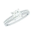 thumbnail image 1 of Rosec Jewels Princess Cut Moissanite Engagement Ring with Side Stones - 5 mm - D-VS1 Grade, 925 Sterling Silver, US 11.00, 1 of 8