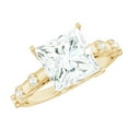 thumbnail image 1 of Rosec Jewels Certified Moissanite Solitaire Engagement Ring 3 Carat - 8 mm Square Ring for Women - D-VS1 Quality, 10K Yellow Gold, US 9.50, 1 of 6