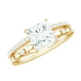 thumbnail image 1 of Rosec Jewels Moissanite Princess Cut Engagement Ring 1 Carat - D-VS1 Quality Moissanite Double Band Ring for Women, 10K Yellow Gold, US 10.00, 1 of 7