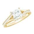 thumbnail image 1 of Rosec Jewels Moissanite Princess Cut Engagement Ring 1 Carat - D-VS1 Quality Certified Moissanite Split Shank Ring, 14K Yellow Gold, US 13.00, 1 of 9