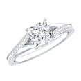 thumbnail image 1 of Rosec Jewels Moissanite Princess Cut Engagement Ring 1 Carat - D-VS1 Quality Certified Moissanite Split Shank Ring, 925 Sterling Silver, US 4.00, 1 of 8