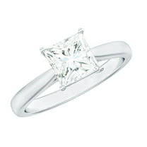 Rosec Jewels Princess Cut Moissanite Solitaire Engagement Ring for Women - 6 mm - 1 Carat Ring - D-VS1 Quality Certified, 925 Sterling Silver, US 4.00