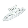 thumbnail image 1 of Rosec Jewels Certified Moissanite Princess Cut Engagement Ring with Side Stones - 3 Carat Moissanite Ring - D-VS1 Grade, 14K White Gold, US 5.50, 1 of 9