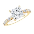 thumbnail image 1 of Rosec Jewels Certified Moissanite Princess Cut Engagement Ring with Side Stones - 3 Carat Moissanite Ring - D-VS1 Grade, 18K Yellow Gold, US 13.00, 1 of 8
