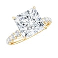 thumbnail image 1 of Rosec Jewels Princess Cut Moissanite Solitaire Engagement Ring with Side Stones (8 mm, 3 Carat, D-VS1 Quality), 14K Yellow Gold, US 10.00, 1 of 9