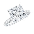 thumbnail image 1 of Rosec Jewels Princess Cut Moissanite Solitaire Engagement Ring with Side Stones (8 mm, 3 Carat, D-VS1 Quality), 18K White Gold, US 4.50, 1 of 7