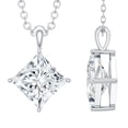 thumbnail image 1 of Rosec Jewels Moissanite Solitaire Pendant Necklace for Women - 3 Carat - 8 mm Princess Cut - D-VS1 Quality - Ready to Gift, 925 Sterling Silver, 1 of 7