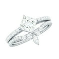 thumbnail image 1 of Rosec Jewels Certified Moissanite Wedding Ring Set of 2 - D-VS1 Quality - 1 Carat Engagement Ring with Enhancer, 14K White Gold, US 6.00, 1 of 9