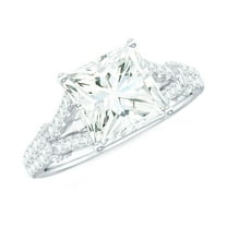 Rosec Jewels Princess Cut Moissanite Split Shank Engagement Ring 2 Ct - 7 mm - D-VS1 Grade, 925 Sterling Silver, US 4.00