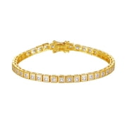 Princess Cut Moissanite Tennis Bracelet Men Lab Grown Diamond Bracelets for Women Wedding 18K Gold Plated Silver Diamond Tennis Bangle for Brides Moissanite Jewelry