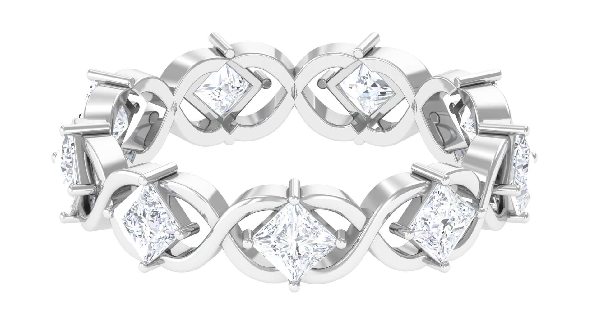 PRSTANI 10K White Gold Promise Ring - Criss-Cross Split Shank, Simulated Diamond Or Moissanite, Wedding Band