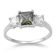 thumbnail image 1 of Princess Cut Mystic Simulated Topaz Cubic Zirconia Ring Sterling Silver 925 (sizes 3-13), 1 of 2