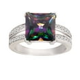 thumbnail image 1 of Princess Cut Mystic Simulated Topaz Cubic Zirconia Ring Sterling Silver Size 8, 1 of 3
