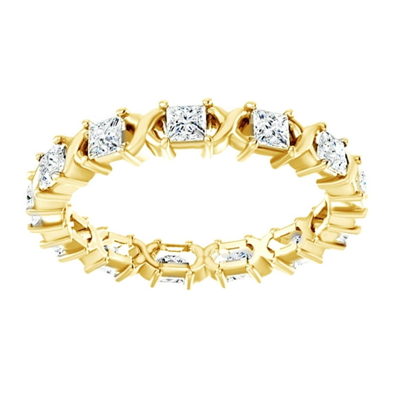 AFFY Princess Cut Natural Diamond Full Eternity Band Ring In 14K Solid Yellow Gold (0.75 Ct), Size-7.5