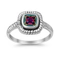 thumbnail image 1 of Princess Cut Oxidized Design Rainbow CZ Ring 925 Sterling Silver Size 12, 1 of 6