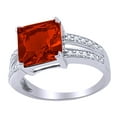 thumbnail image 1 of AFFY Princess Cut Red Simulated Garnet & White Cubic Zirconia Cocktail Engagement Ring In 14K White Gold Over Sterling Silver Ring Size - 7.5, 1 of 6