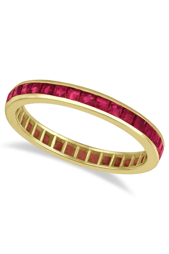 Princess-Cut Ruby Eternity Ring Band 14k Yellow Gold (1.20ct)