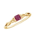 thumbnail image 1 of Rosec Jewels Real Ruby Promise Ring for Women - Celtic Knot Ring - AAA Grade 4 mm Princess Cut Ring - Ready to Gift for Valentines Day, 10K Yellow Gold, US 3.50, 1 of 9