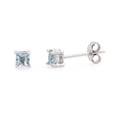 thumbnail image 1 of Princess Cut Simulated Aquamarine Cubic Zirconia Classic Basket Earring Sterling Silver, 1 of 2