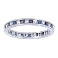 thumbnail image 1 of AFFY Princess Cut Simulated Blue Sapphire & Natural Diamond Eternity Band Ring In 14K White Gold, Ring Size-6, 1 of 1
