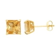 thumbnail image 1 of Princess-Cut Simulated Citrine Stud Prong Set Earrings in 10K Yellow Gold (2.48 cttw), 1 of 1
