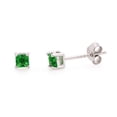 thumbnail image 1 of Princess Cut Simulated Emerald Cubic Zirconia Classic Basket Earring Sterling Silver, 1 of 2