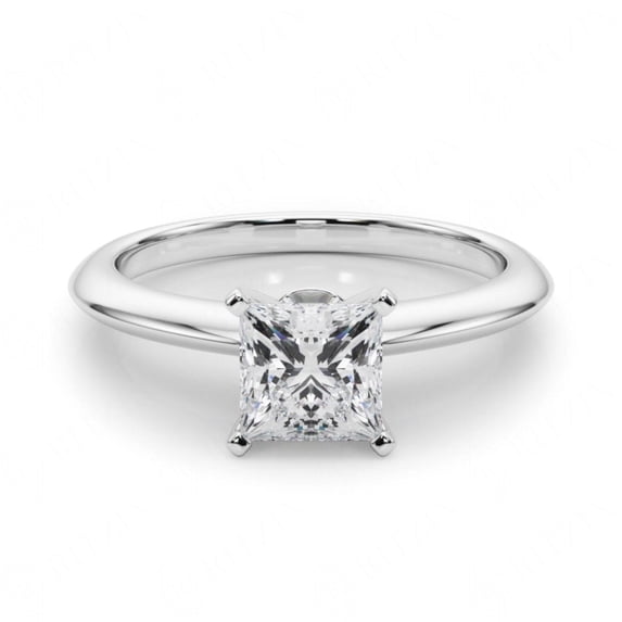 Princess Cut Solitaire Engagement Ring 18K Rose Gold