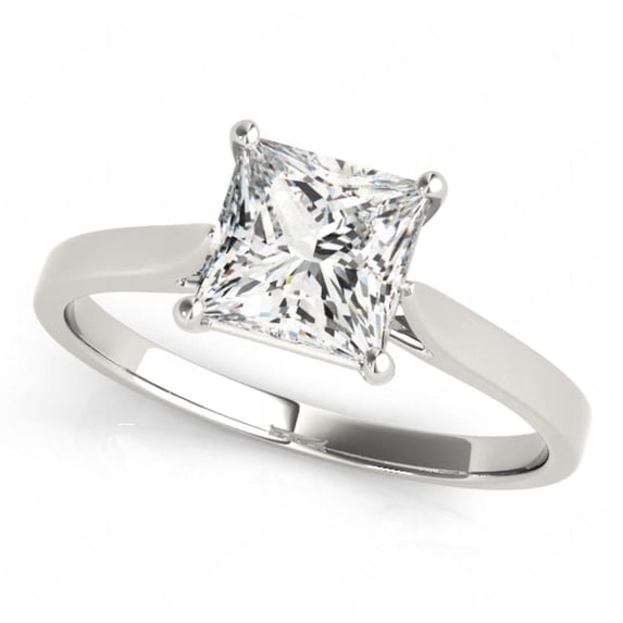 Princess Cut Solitaire Engagement Ring 18K Yellow Gold