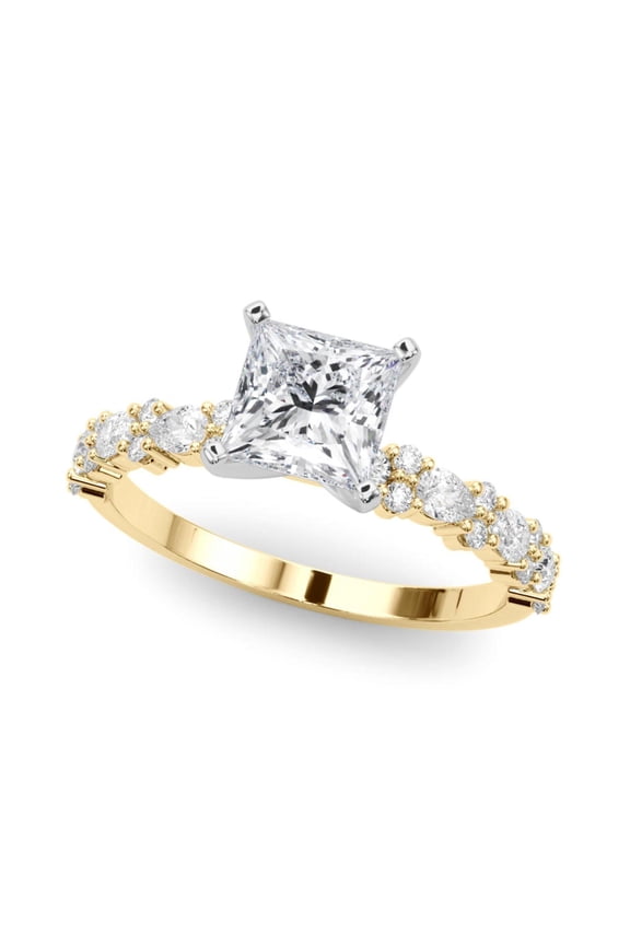 Princess Cut Solitaire With Accents Engagement Ring 925 Silver