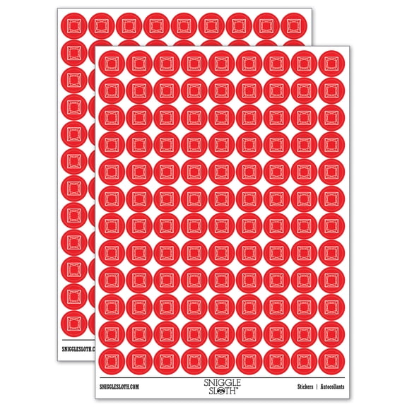 Princess Cut Square Brilliant Gem Diamond Jewelry 200+ Round Stickers - Red - Matte Finish - 0.50" Size