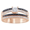 thumbnail image 1 of AFFY Princess Cut White & Black Natural Diamond Solitaire Shank Ring In 14K Solid Rose Gold (0.8 Ct), 1 of 1