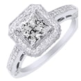 thumbnail image 1 of AFFY Princess Cut White Cubic Zirconia Engagement Ring in 14k White Gold Over Sterling Silver (1.35 Cttw) Size - 9, 1 of 1