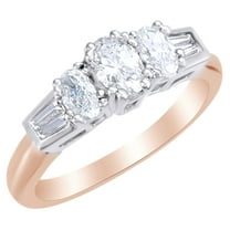 AFFY Princess Cut White Natural Diamond Anniversary Ring in 14k Rose Gold