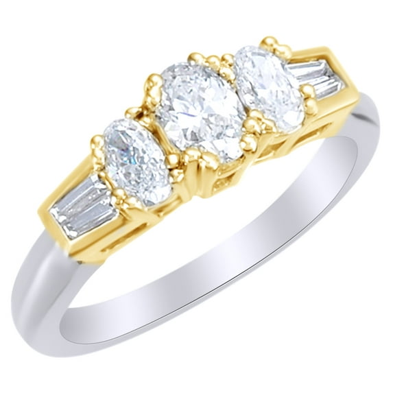 AFFY Princess Cut White Natural Diamond Anniversary Ring in 14k White Gold By