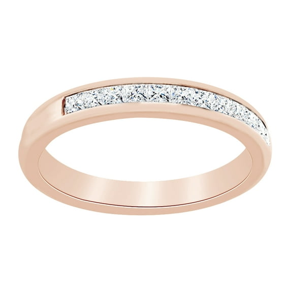 AFFY Princess Cut White Natural Diamond Engagement Wedding Ring 14K Solid Rose Gold (0.62 Ct), Ring Size-11.5