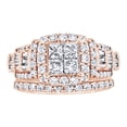 thumbnail image 1 of AFFY Princess Cut White Natural Diamond Engagement Wedding Ring Set In 14K Solid Rose Gold (2 Ct), 1 of 1