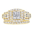 thumbnail image 1 of AFFY Princess Cut White Natural Diamond Engagement Wedding Ring Set In 14K Solid Yellow Gold (2 Ct), 1 of 1