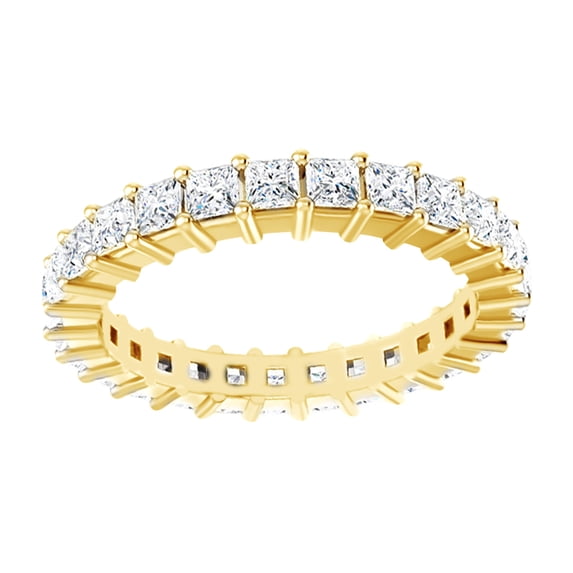 AFFY Princess Cut White Natural Diamond Eternity Band Ring In 14K Solid Yellow Gold (1.9 Ct)