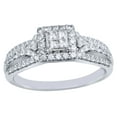 thumbnail image 1 of AFFY Princess Cut White Natural Diamond Frame Three Row Engagement Ring in 10k White Gold, 1 of 1