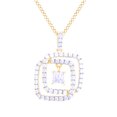 thumbnail image 1 of AFFY Princess Cut White Natural Diamond Interlocking Square Pendant Necklace In 14K Solid Yellow Gold (3/4 Ct), 1 of 1