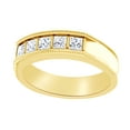 thumbnail image 1 of AFFY Princess Cut White Natural Diamond Men's Band Ring In 14k Solid Yellow Gold (0.75 Ct),Ring Size-13, 1 of 1