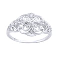 thumbnail image 1 of AFFY Princess Cut White Natural Diamond Open Flower Ring in 14k Solid Gold (0.2 Cttw), 1 of 1
