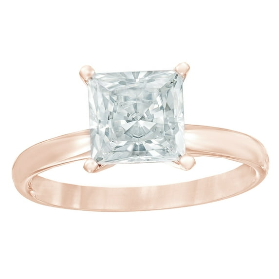 AFFY Princess Cut White Natural Diamond Solitaire Engagement Ring in 14K Rose Gold (0.5 cttw)