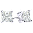 thumbnail image 1 of AFFY Princess Cut White Natural Diamond Solitaire Stud Earrings In 14K Solid White Gold By, 1 of 1