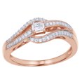 thumbnail image 1 of AFFY Princess Cut White Natural Diamond Split Waves Promise Ring in 10k Rose Gold, 1 of 1