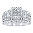 thumbnail image 1 of AFFY Princess Cut White Natural Diamond Square Cluster Bridal Ring In 14K Solid White Gold (1.62 Ct) By, 1 of 1