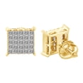 thumbnail image 1 of AFFY Princess Cut White Natural Diamond Square Stud Earrings In 14k Yellow Gold (1.15 cttw ), 1 of 1