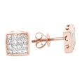 thumbnail image 1 of AFFY Princess Cut White Natural Diamond Stud Earrings In 14k Rose Gold (1 Cttw), 1 of 2